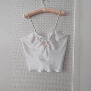 Sara Beth Camisole Slip Top L Vintage Peach Floral Embroidered Y2K Coquette